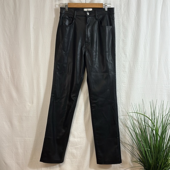 7 for All Mankind | Revolve | Faux Leather Easy Slim Pant Black High Rise - Picture 2 of 10